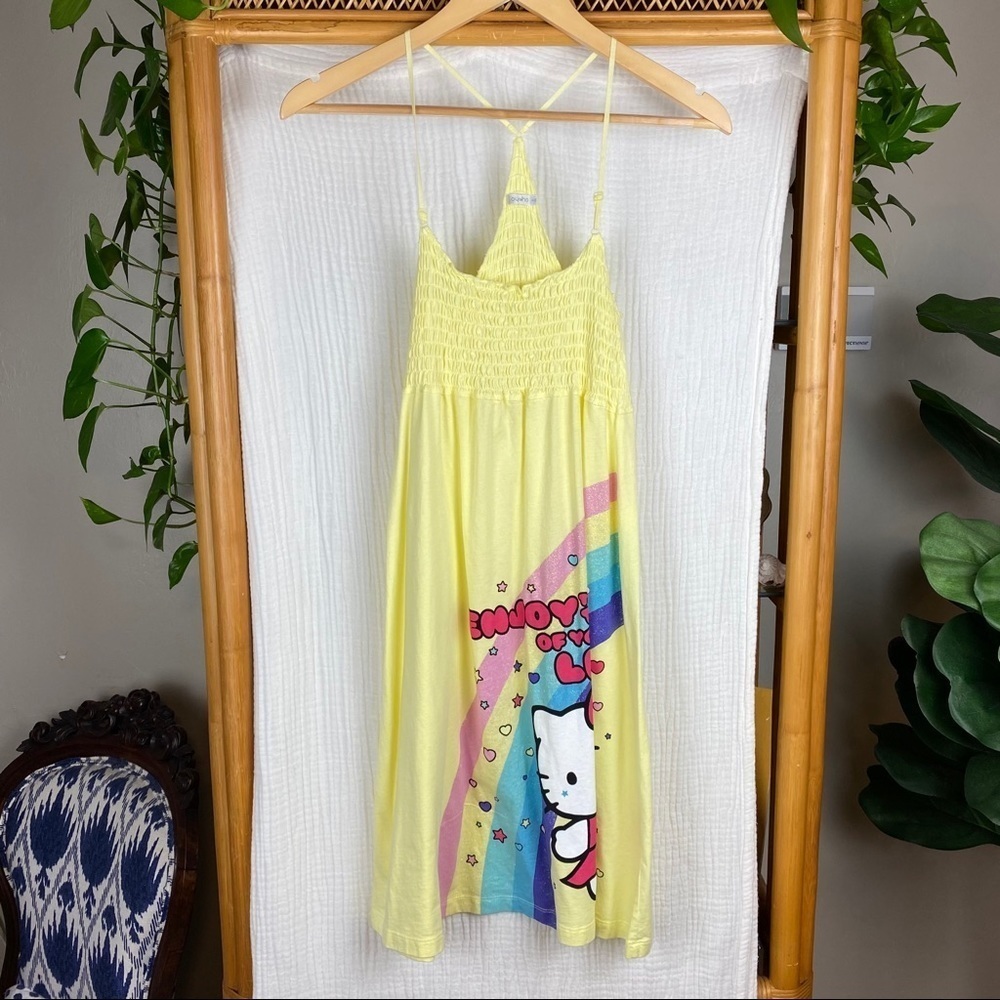 OYSHO YELLOW HELLO KITTY‎ DRESS RACER BACK STRETCH​​​​​